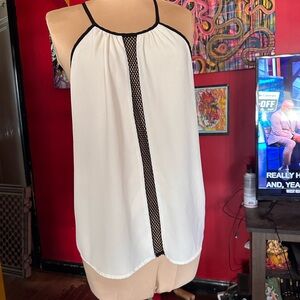 free press Cream Halter Top with Black Trim